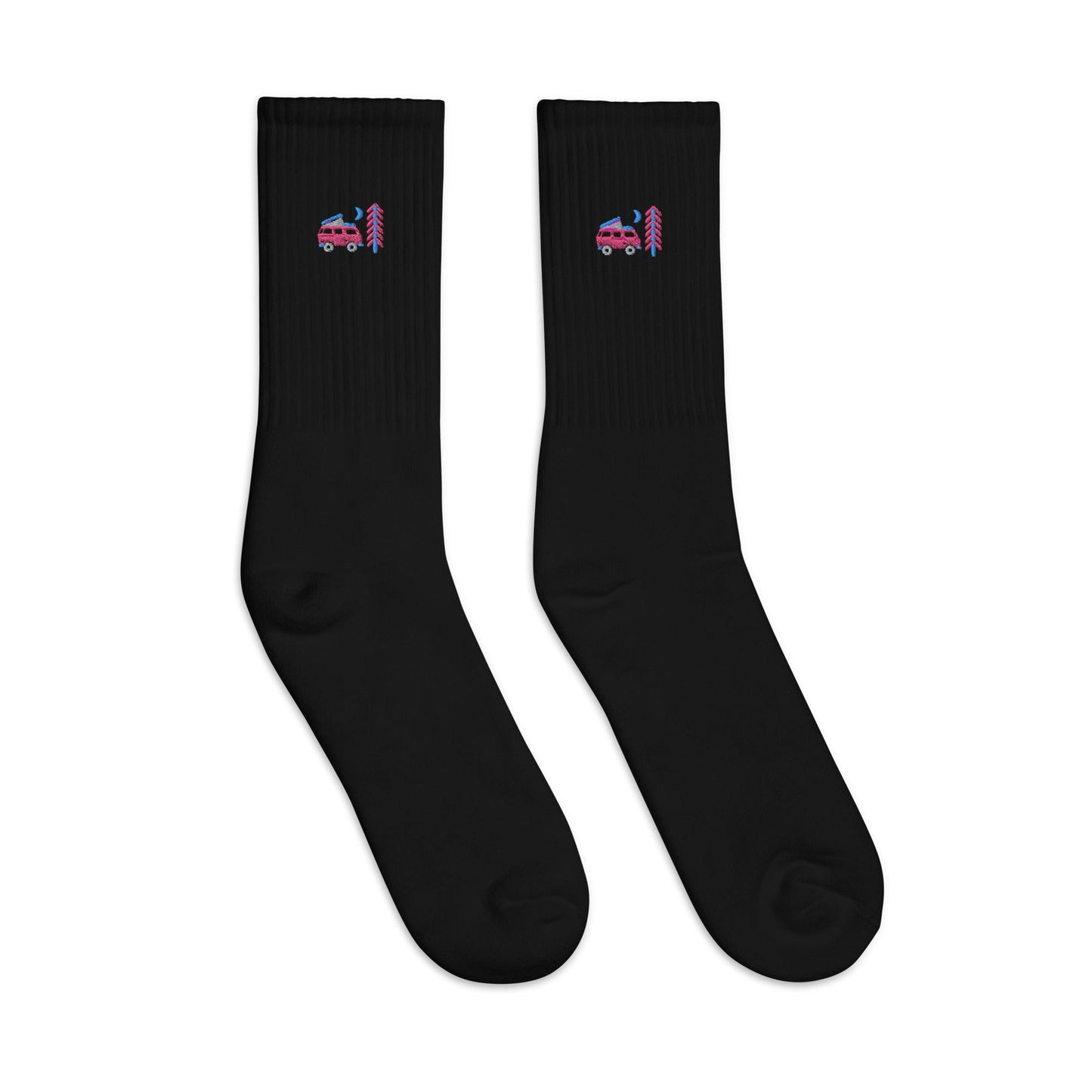 Go Outside Van & Moon Embroidered Socks