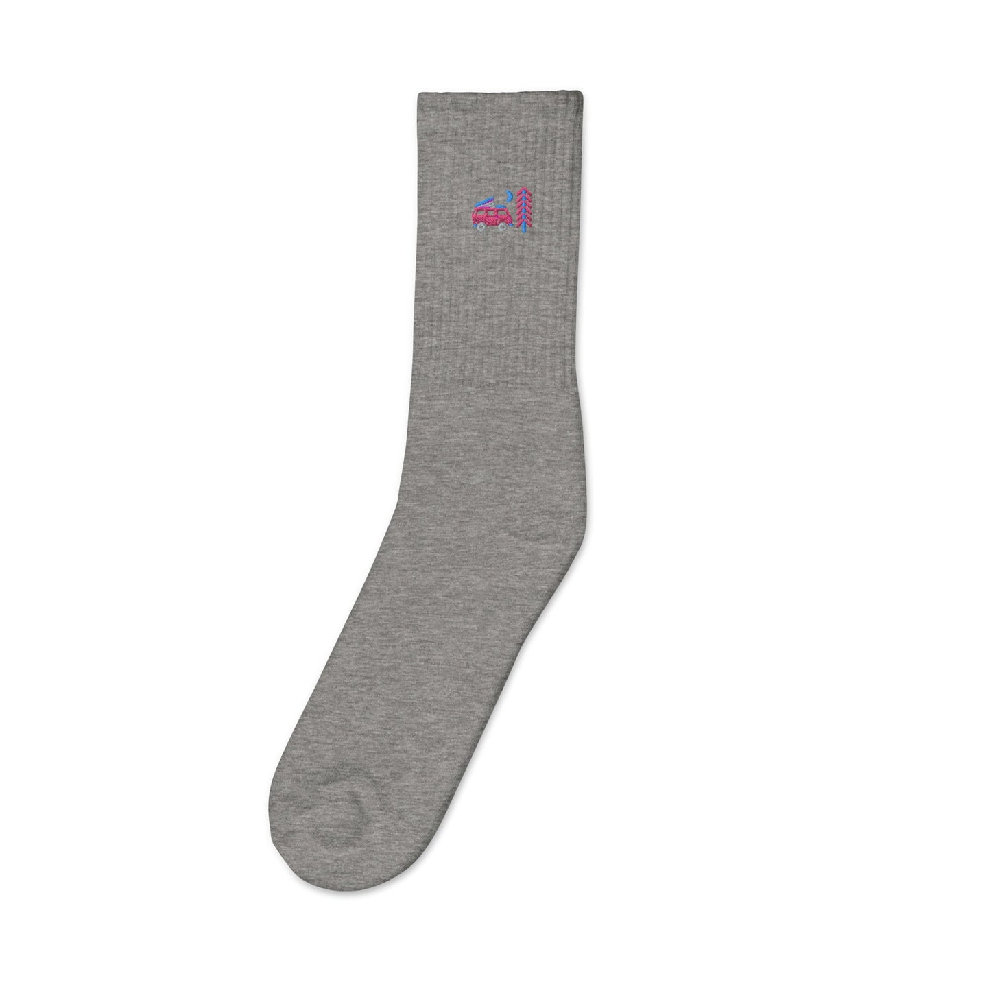 Go Outside Van & Moon Embroidered Socks