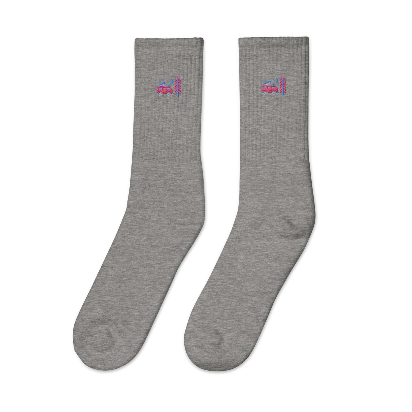 Go Outside Van & Moon Embroidered Socks