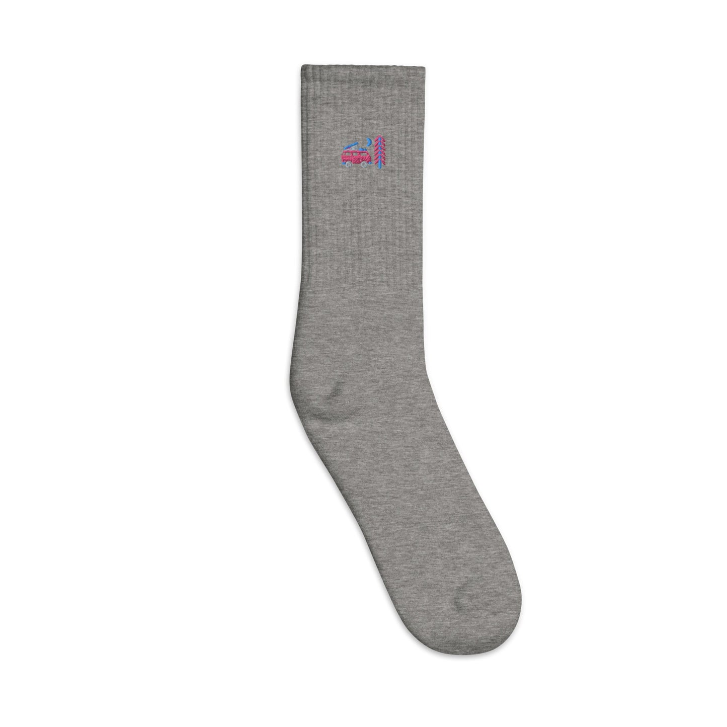 Go Outside Van & Moon Embroidered Socks