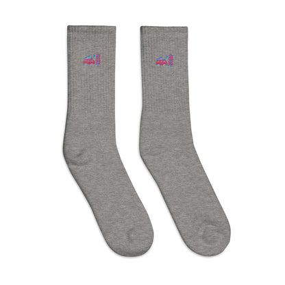 Go Outside Van & Moon Embroidered Socks