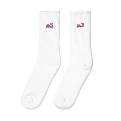 Go Outside Van & Moon Embroidered Socks