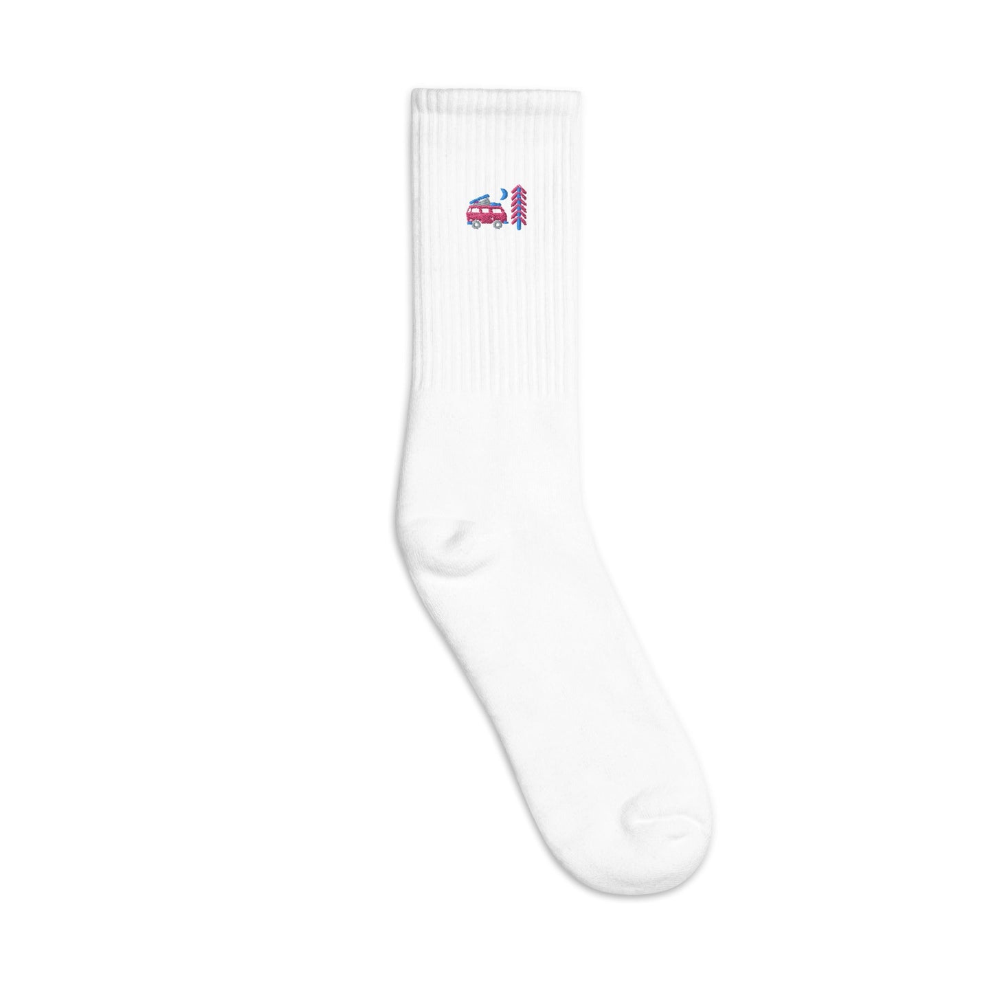Go Outside Van & Moon Embroidered Socks