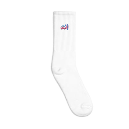 Go Outside Van & Moon Embroidered Socks