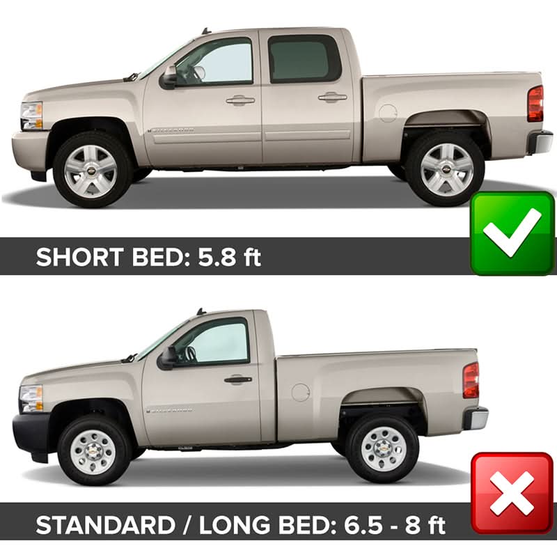 Fit 07-13 Chevy Silverado Short 1500 5.8ft Short Bed Fender Flares ABS