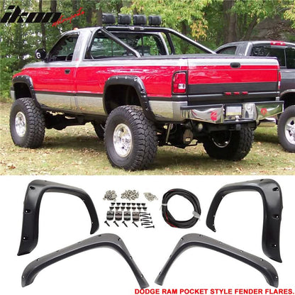 1994-2002 Dodge Ram 1500 2500 3500 Pocket Front Rear Fender Flares ABS