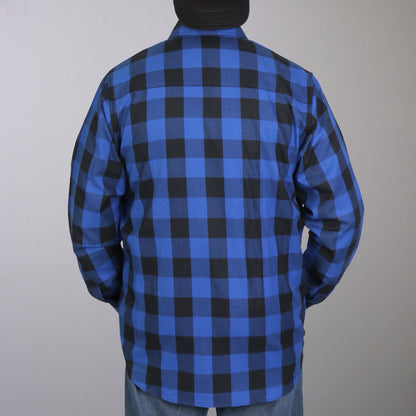 Hot Leathers Men's 'Sin Highway' Black/Blue Cotton Flannel Shirt - Button Front - Riding/Casual/ Work Wear - FLM2006