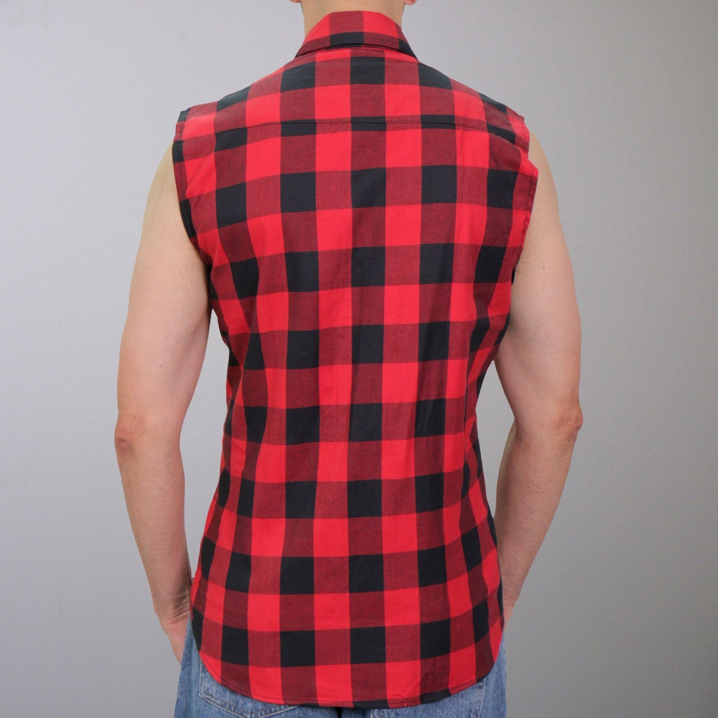 Hot Leathers Men's 'Hellfire' Black/Red Cotton Flannel Shirt - Button Front - Riding/Casual/ Work Wear - FLM5001