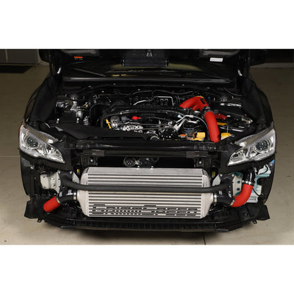 GrimmSpeed Front Mount Intercooler Kit - Raw Core with Red Piping - 2015-21 Subaru WRX GRM090238