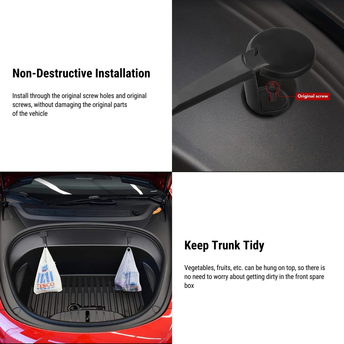 Front Trunk Hook Holding Clips for Tesla Model 3