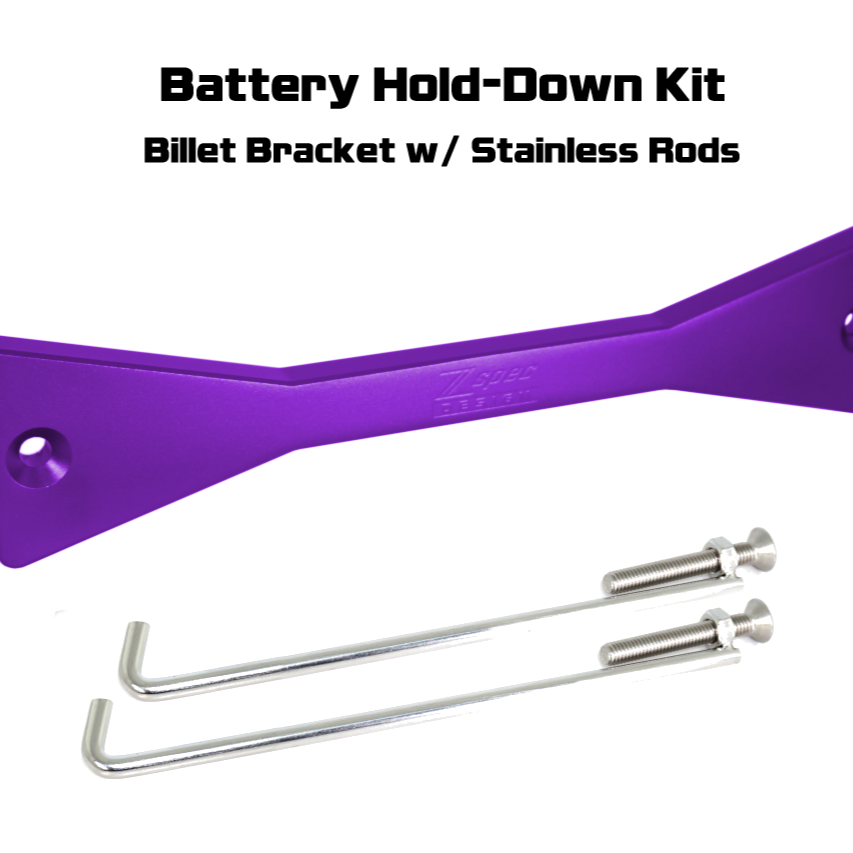 ZSPEC Battery Hold Down/Bracket for Datsun Z/ZX Cars, Billet w/ Stainless Hardware