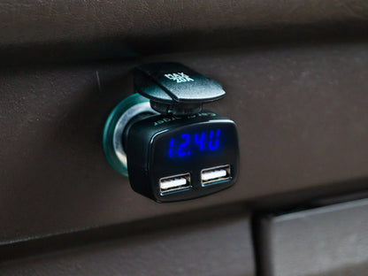 4-In-1 Dual USB Car Charger w/Digital Display