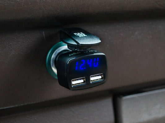 4-In-1 Dual USB Car Charger w/Digital Display