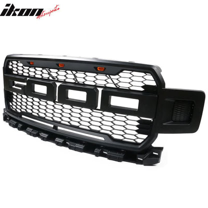 2018-2020 Ford F150 R Style Front Bumper Hood Grille Matte Black