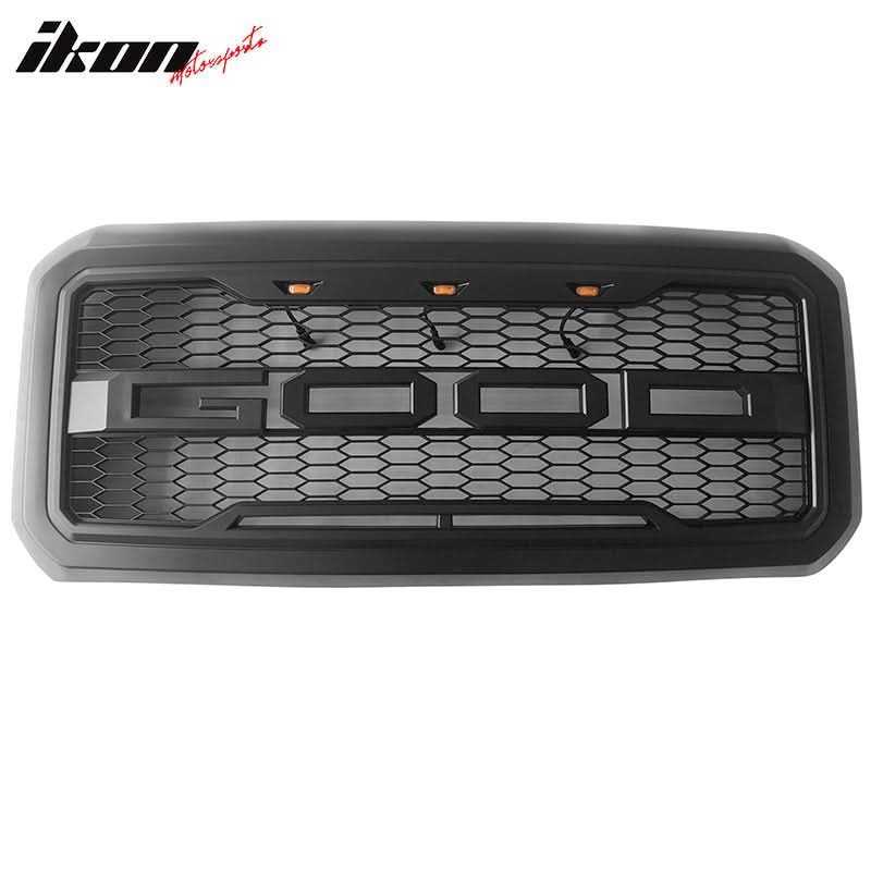2011-2016 Ford F250 F350 R Style Matte Black Front Bumper Hood Grille