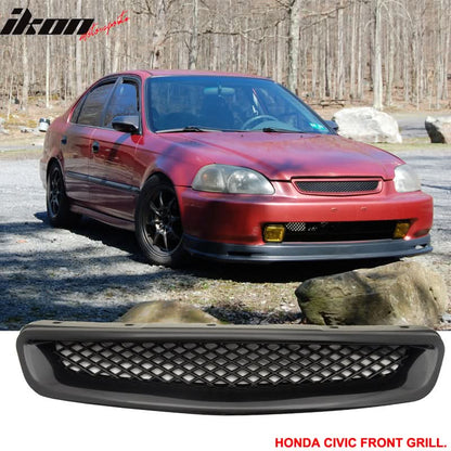 Fits Honda Civic 96-98 2 SIR Front Rear Bumper Lip + T-R Front Grille