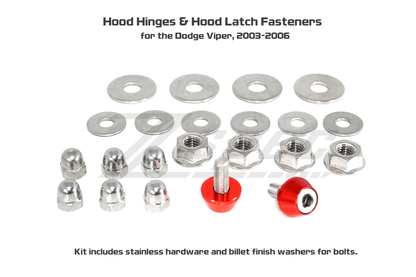 ZSPEC Hood & Hood Latch Fastener Kit for '03-06 Dodge Viper, Stainless & Billet