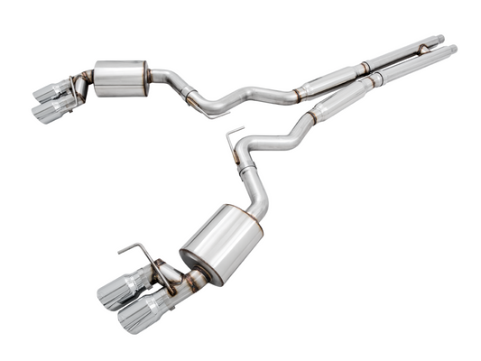 AWE Tuning Touring Edition Cat-back Exhaust for the 2018 Mustang GT - Quad Chrome Silver Tips 3015-42102