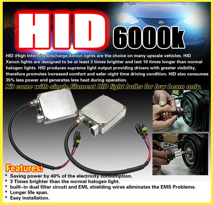 6000K Hid Fits Honda Civic 06-08 Sedan Clear Lens Fog Lights Kit RH LH