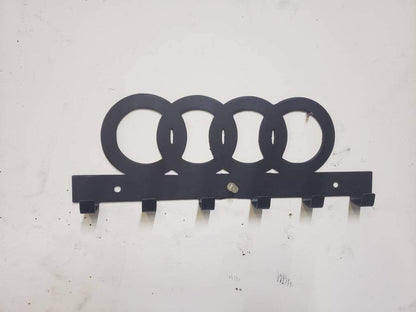 Audi Logo Keychain Rack – Steel Wall Mounted Euro Car Organizer