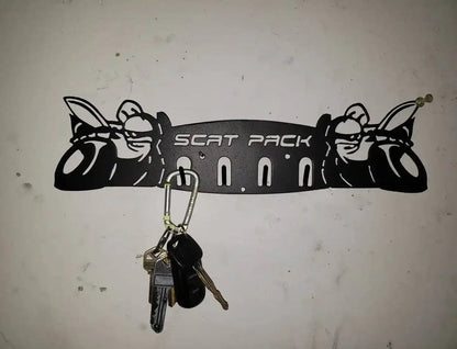 Dodge SRT Scat Pack Keychain Rack – Steel Wall Mounted Muscle Car Organizer
