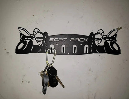 Dodge SRT Scat Pack Keychain Rack – Steel Wall Mounted Muscle Car Organizer