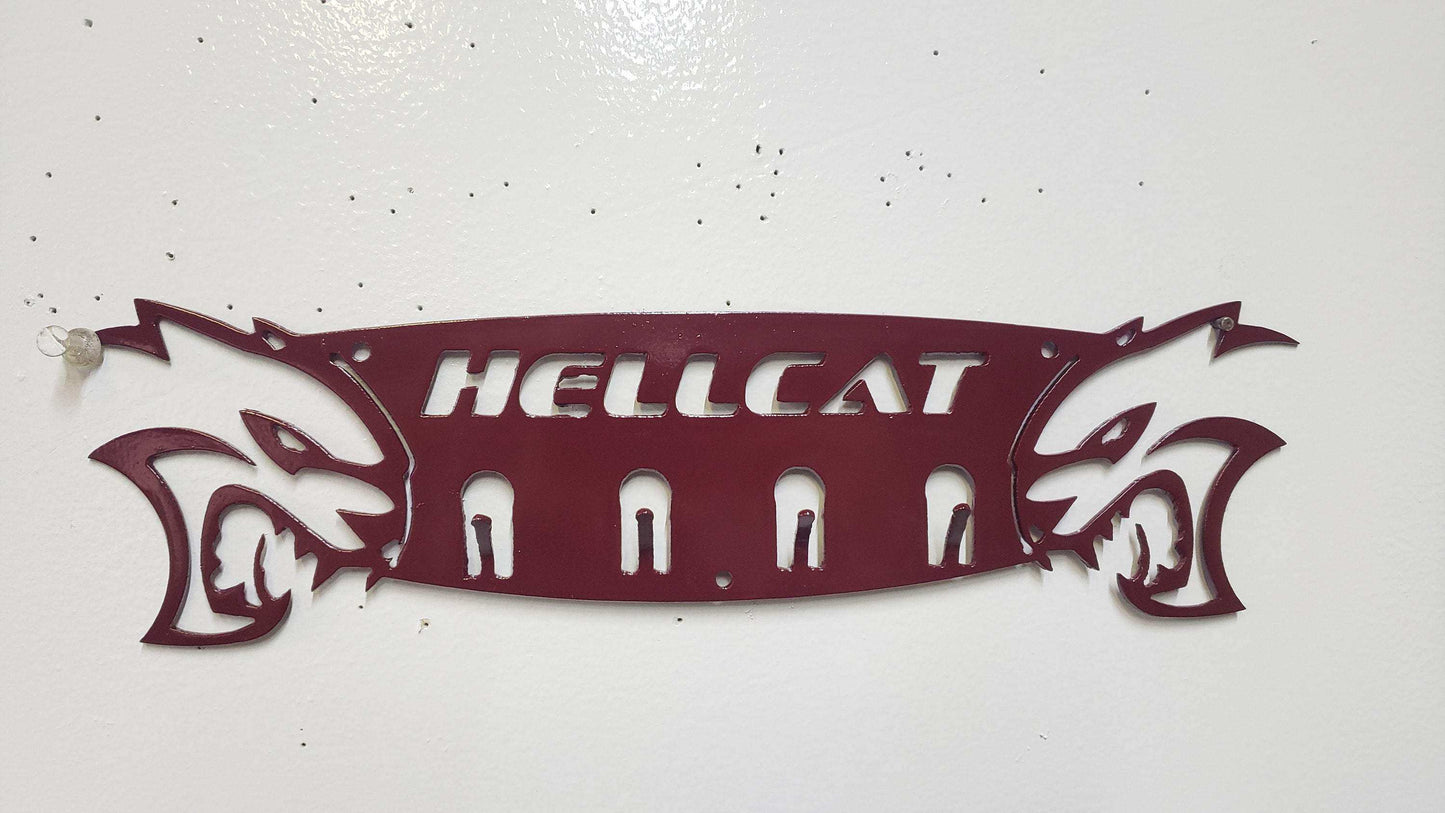 Dodge Hellcat Keychain Rack – Steel Wall Mounted Muscle Car Organizer