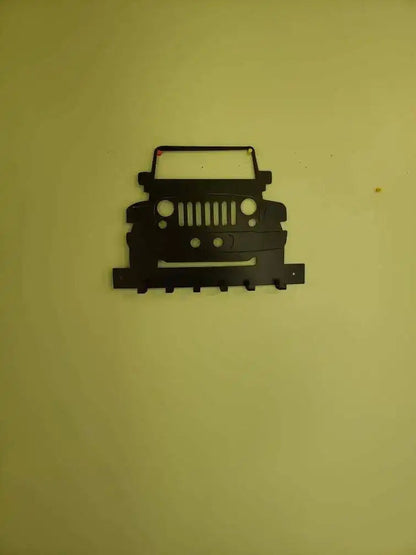 Jeep JK Key Hanger – Full Front End Steel Wall Mounted Key Rack – Wrangler JK Organizer 12"x10" Garage Entryway Man Cave Decor