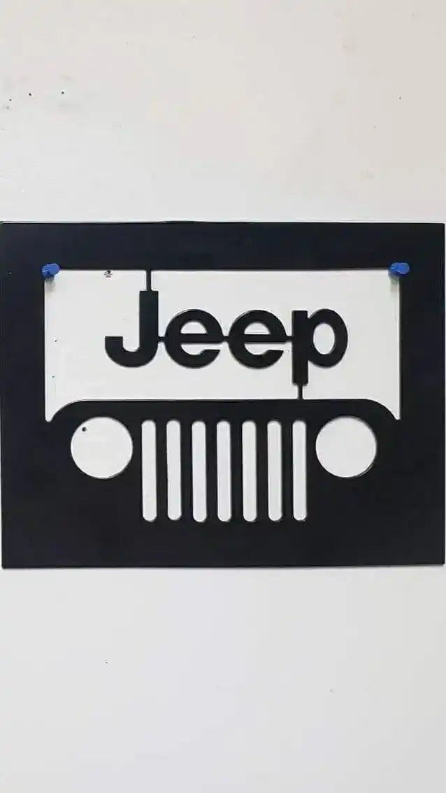Rectangular Jeep TJ Grill Wall Art Sign – 12x10 Inch Plasma Cut Steel – Off Road Garage Decor – Custom Jeep Gift for Man Cave or Outdoor Space