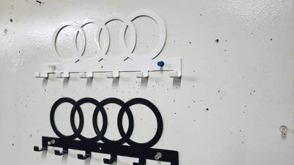 Audi Logo Keychain Rack – Steel Wall Mounted Euro Car Organizer