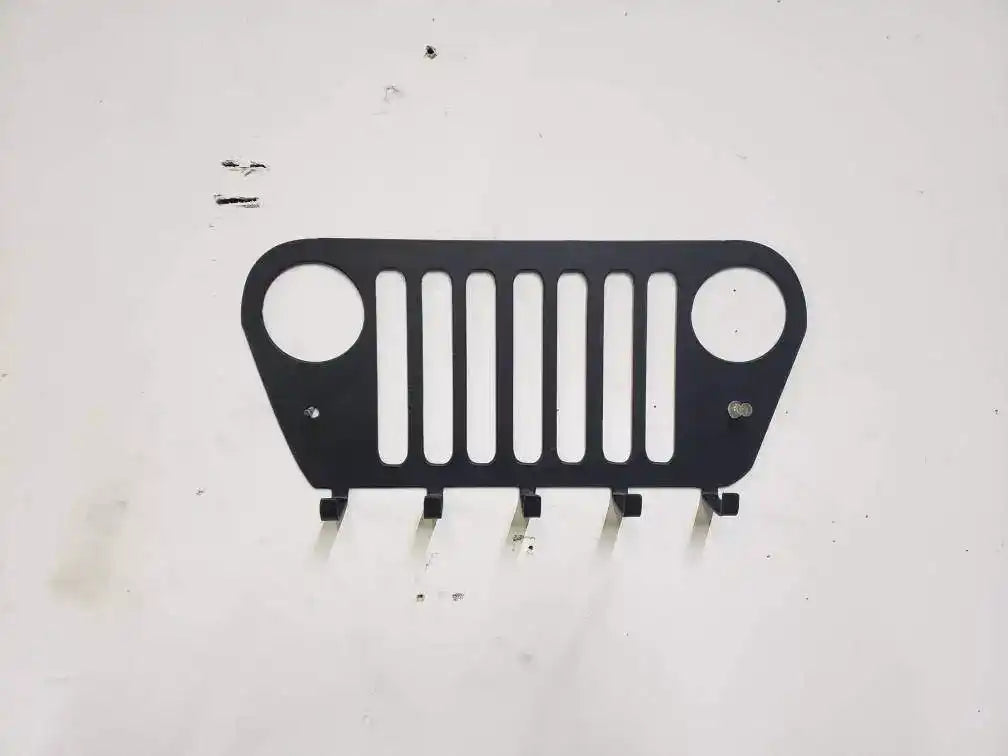 Jeep Wrangler Grill Keychain Rack – Steel Wall Mounted Offroad Organizer
