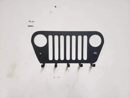 Jeep Wrangler Grill Keychain Rack – Steel Wall Mounted Offroad Organizer