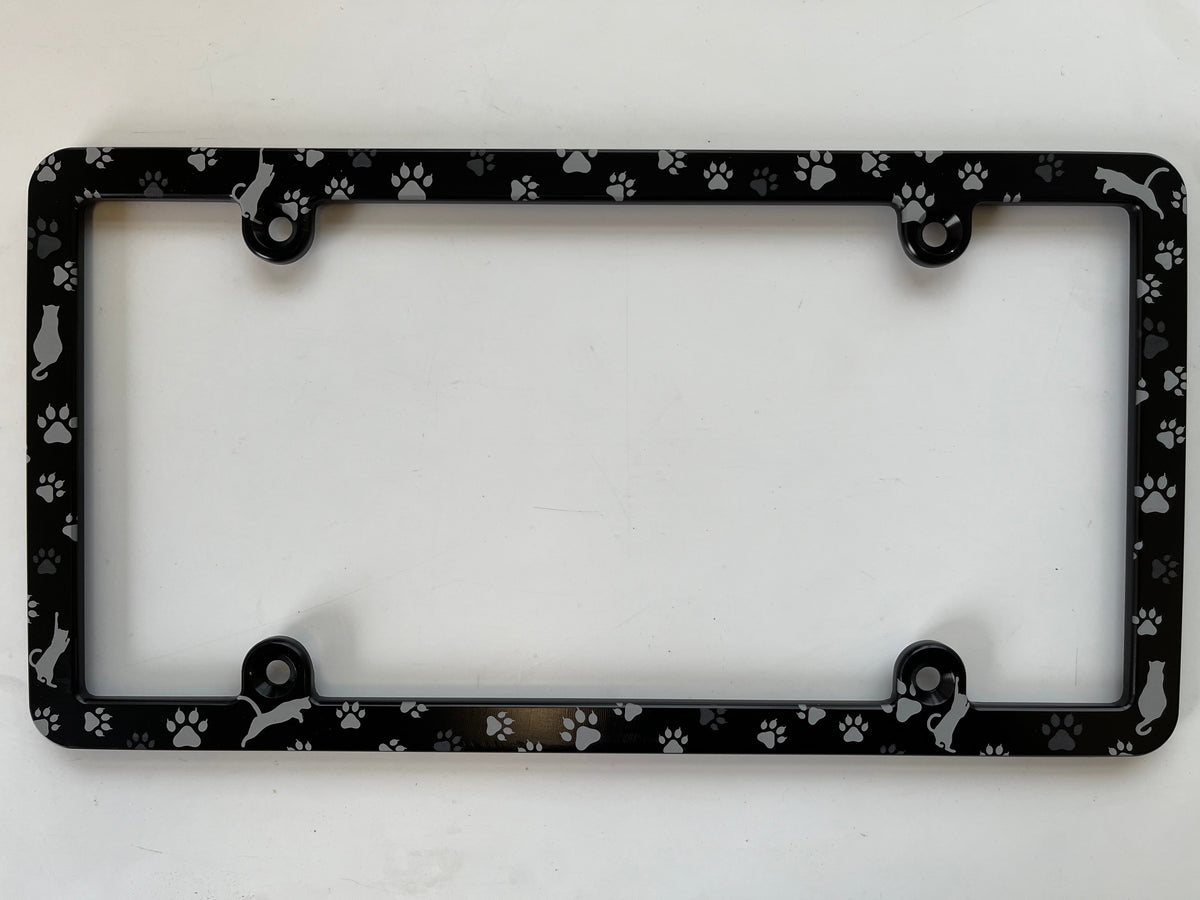 Cats & Cat Paws Slim Billet Aluminum License Plate Frame