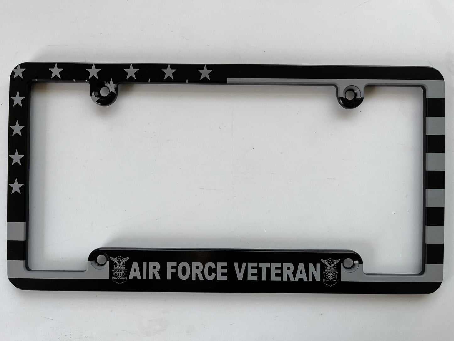 Air Force Veteran American Flag Billet Aluminum License Plate Frame