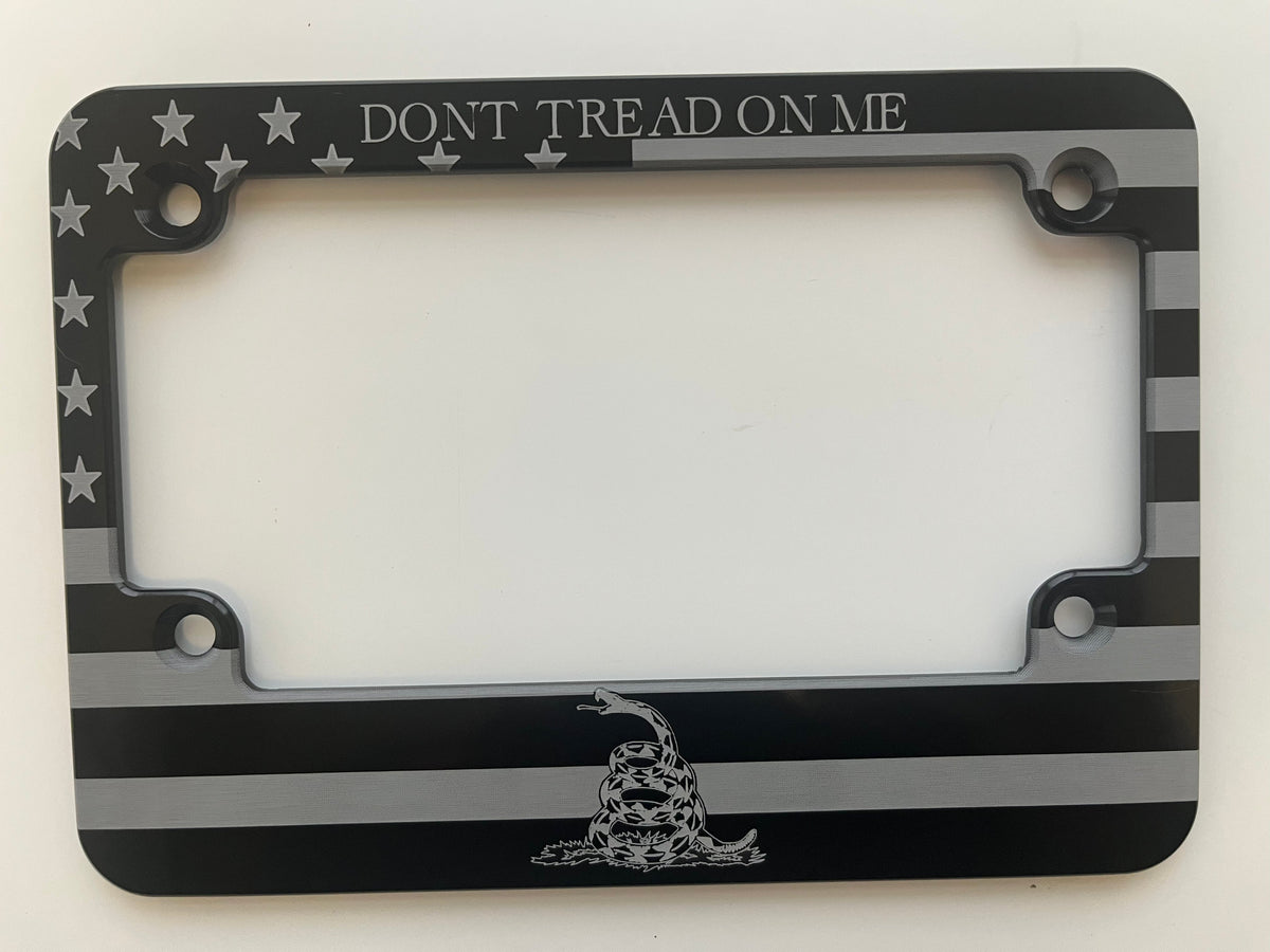 Don’t Tread On Me American Flag Billet Aluminum Motorcycle License Plate Frame