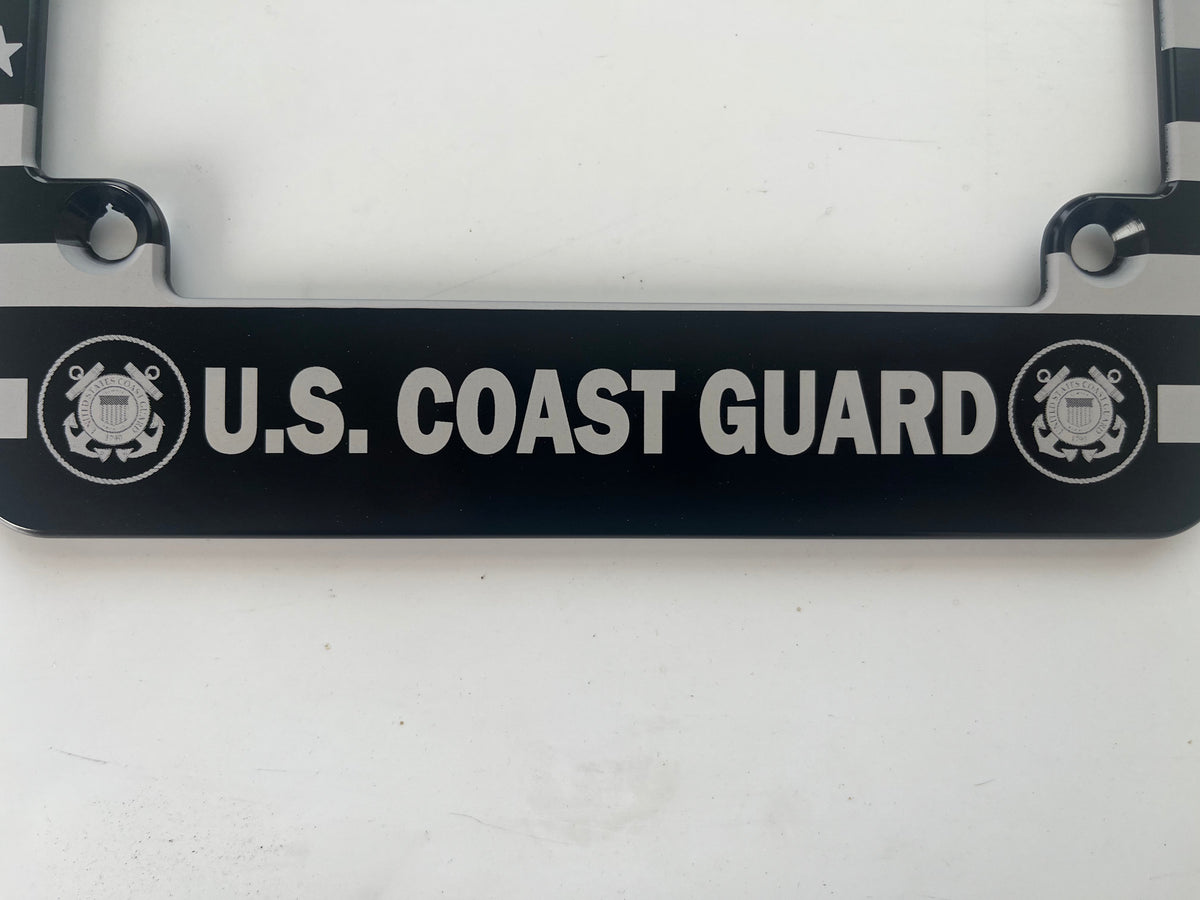 Coast Guard American Flag Billet Aluminum Motorcycle License Plate Frame