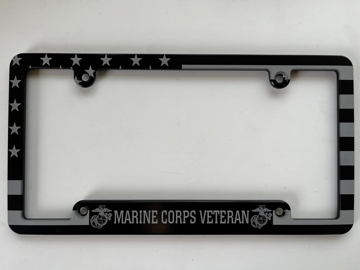 Marine Corps Veteran American Flag Billet Aluminum License Plate Frame