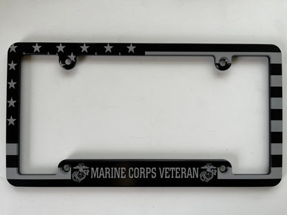 Marine Corps Veteran American Flag Billet Aluminum License Plate Frame