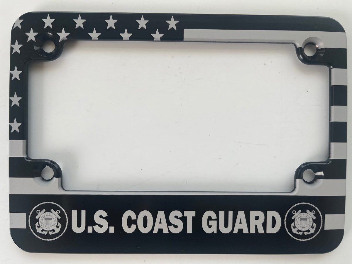 Coast Guard American Flag Billet Aluminum Motorcycle License Plate Frame