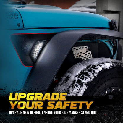 OPT7 LED Side Marker for Jeep Wrangler JL & Gladiator JT 18-23 w- Amber Sequential Turn Signal, White Running Light