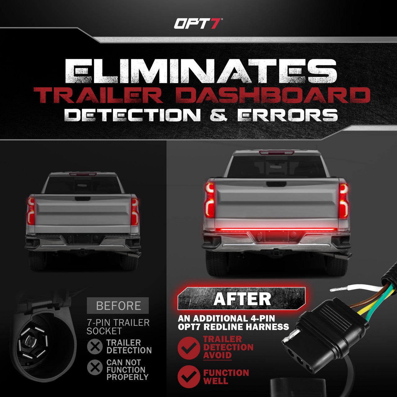 OPT7 Redline Triple Tailgate Light Bar 48" Bundle for Chevy Silverado-GMC Sierra 1500 19-21