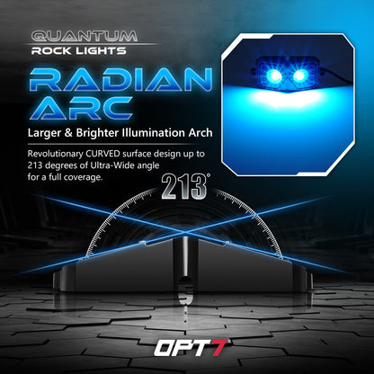 AURA Quantum 4pc LED Rock Lights - RGBW Multicolor w- Handheld Remotes