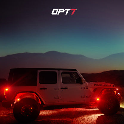 OPT7 Photon RGB 4 Pods Magnet Rock Lights + 2pc 10ft Extension Wires