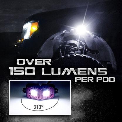 OPT7 Photon White 4PCS LED Rock Light w-Magnet Wide Angle Underglow Neon Lighting Kit