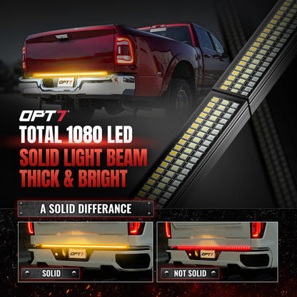 OPT7 Redline Parlux Triple Tailgate Light Bar 60" Bundle with Sidekick Sequential Running Board Light LED Strip Kit