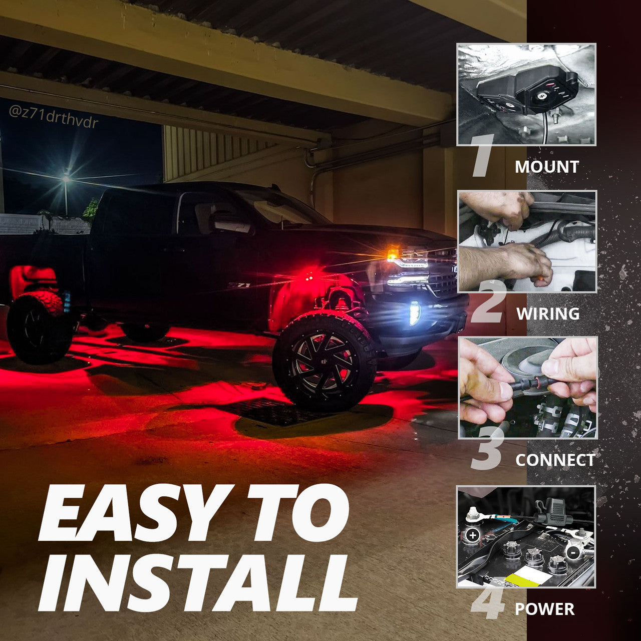 AURA PRO Quantum Bluetooth LED Rock Light Kit With 4 Multi-Color + White (RGBW) Pods