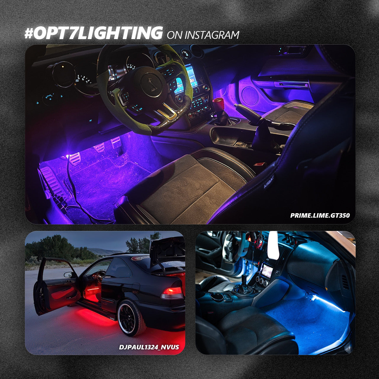 AURA PRO LED Double Row Interior Ambient Lighting Kit (4 x 12 Inch or 6 x 12-Inch) - Bluetooth Enabled APP Full Color Spectrum