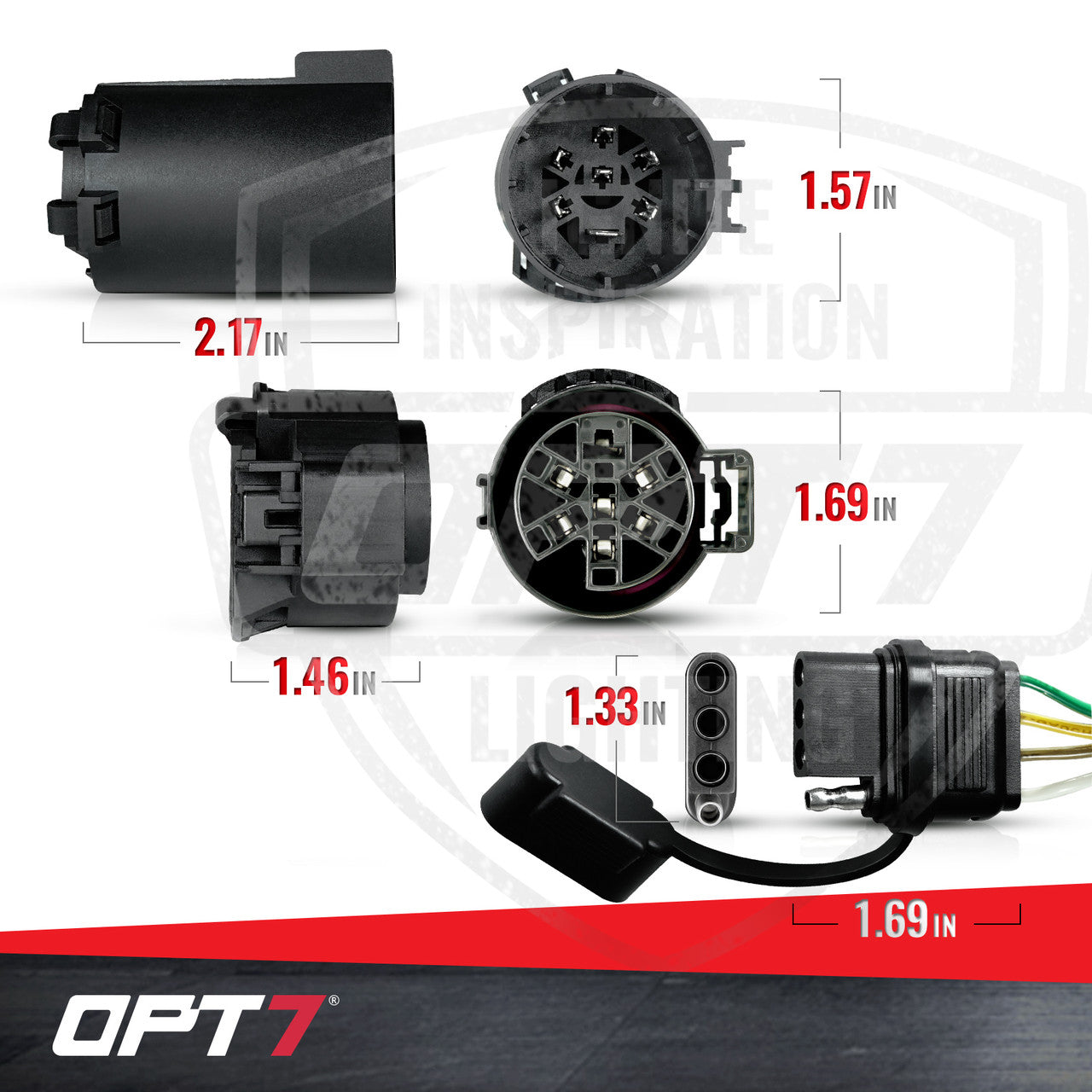 OPT7 Redline Dual 7-Pin Splitter to 43 Inches 4-Pin Extension Adapter Harness