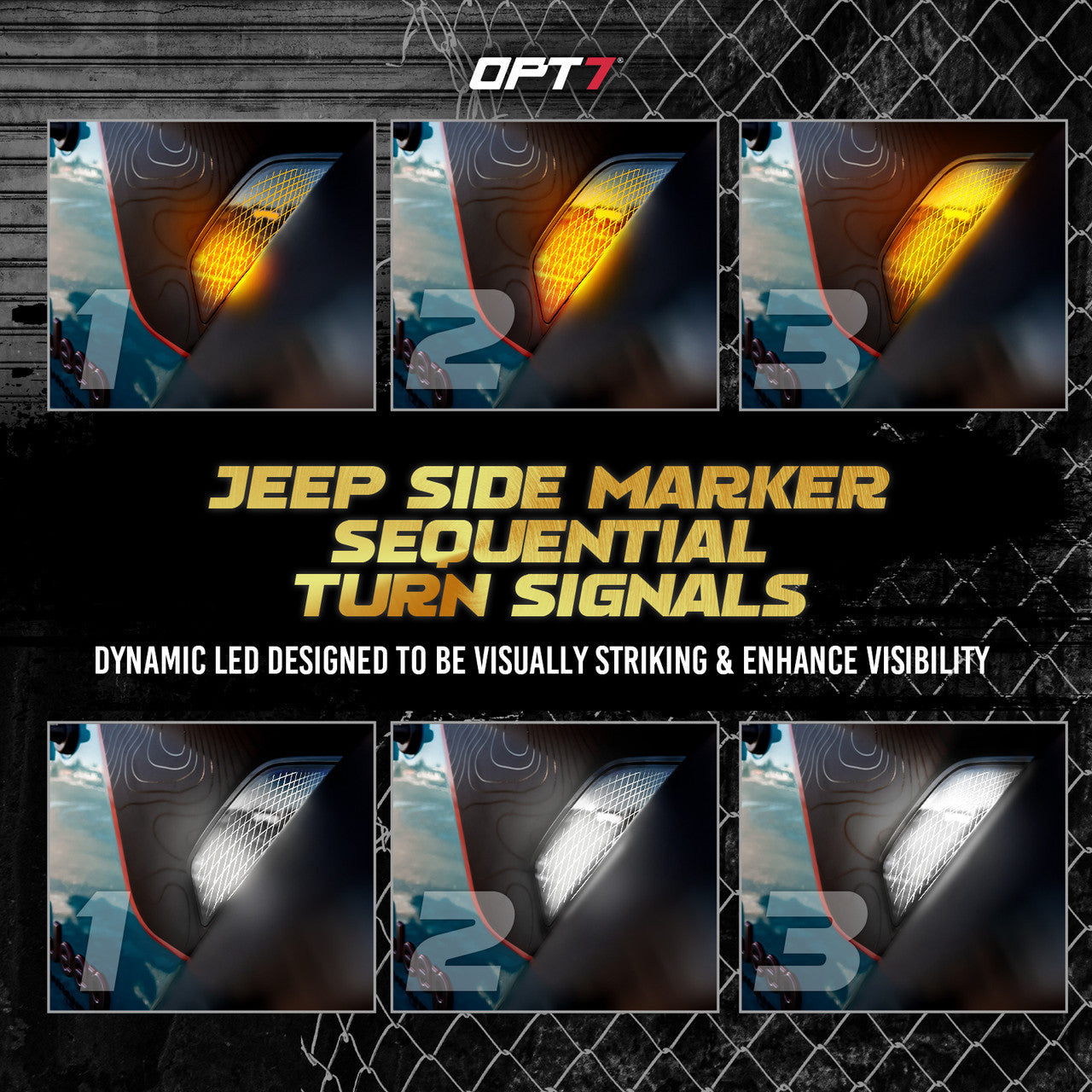 OPT7 Quantum Rock Light RGBW & LED Side Marker White-Amber for Jeep Wrangler JL JLU & Gladiator JT 18-23