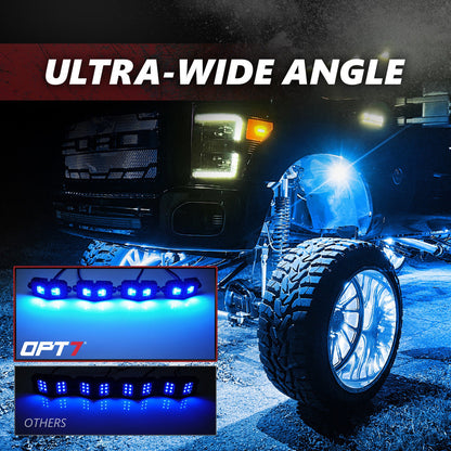 OPT7 Photon RGB 4PCS LED Rock Light w-Magnet Wide Angle Underglow Neon Lighting Kit